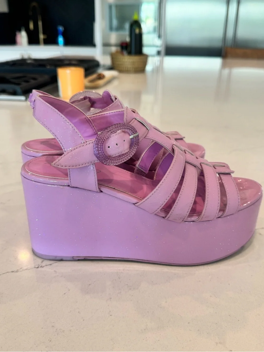 Circus by Sam Edelman Lavender Glitter Platform Wedge Sandals